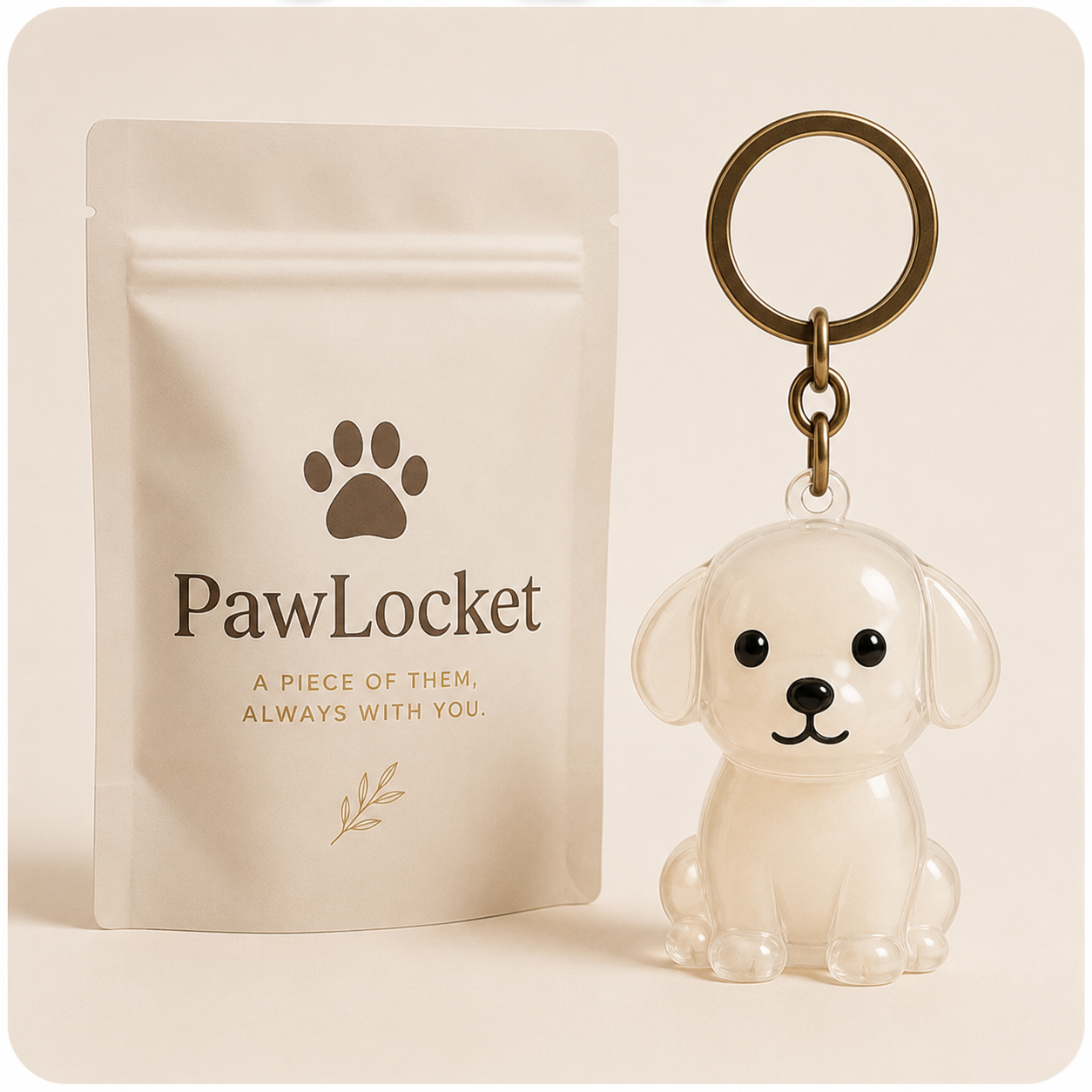 PawLocket keychain charm in clear acrylic